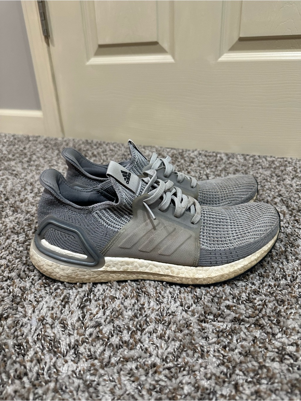 adidas Women’s Ultraboost 19 Gray Knit Athletic Running Shoes